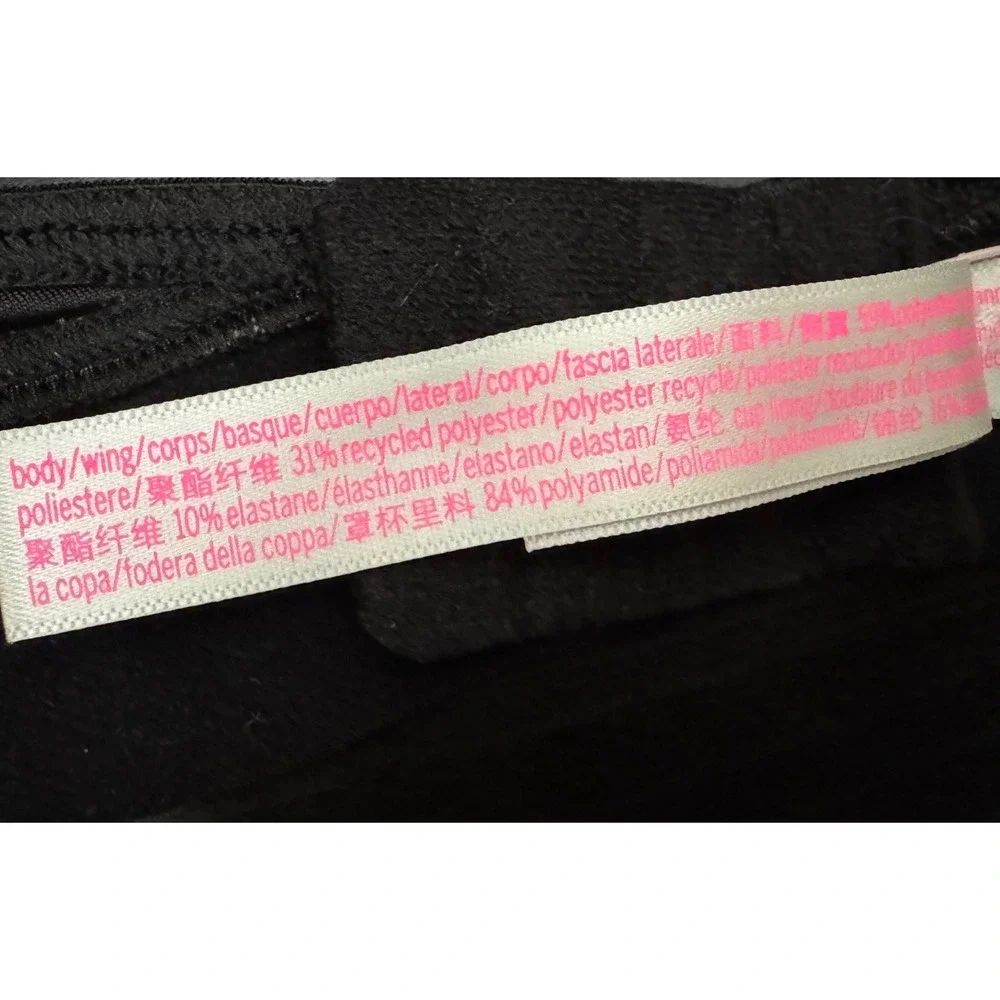 PINK Victoria's Secret Bralette Crushed Velvet Triangle Black Medium Y2K Lounge - Picture 9 of 10